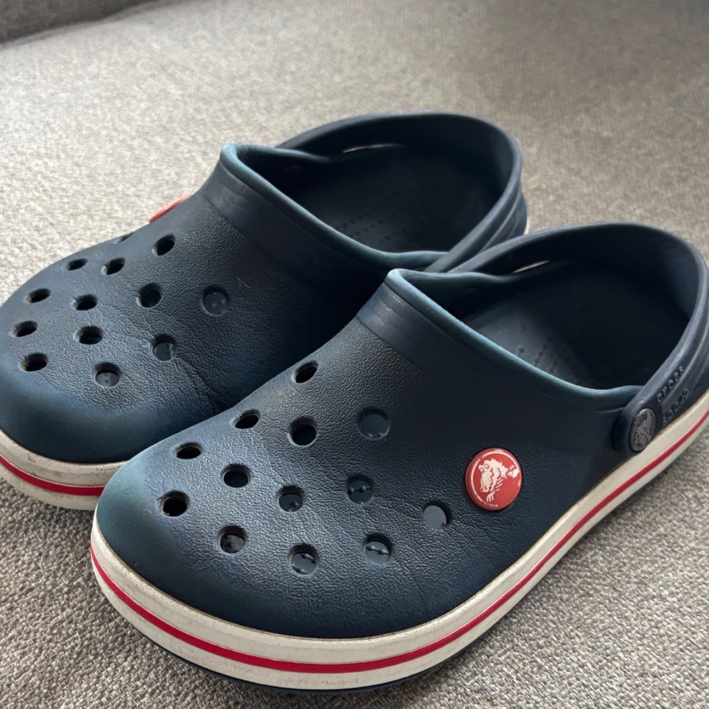 CROCS Kids Dark Blue Clogs with Red Trim